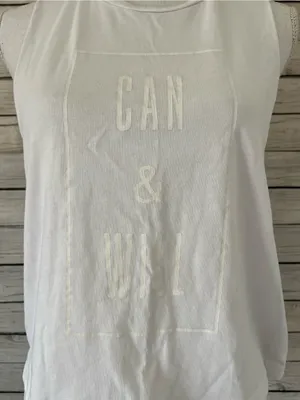 Forever 21 White “CAN & WILL” Graphic Muscle Tank thumbnail 4