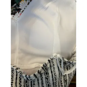 No Boundaries Juniors L White/Black Striped V-Neck Lace Smocked Maxi Dress thumbnail 11