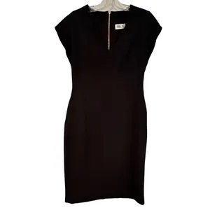 Eliza J Ruffle Sleeve Sheath‎ Dress Women's 6 Black Crepe LBD Classic Career thumbnail 7