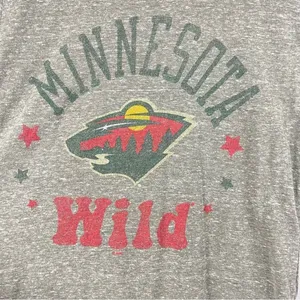 NHL Womens Medium Minnesota Wild Nature Graphic Tee Shirt Crewneck Heather Grey thumbnail 3