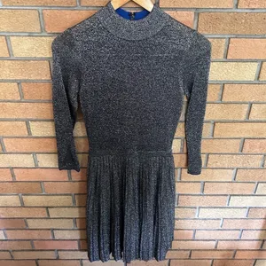 Ted Baker London Gunmetal Noaleen Metallic Stretch Mini Pleated Dress Size 0 thumbnail 5