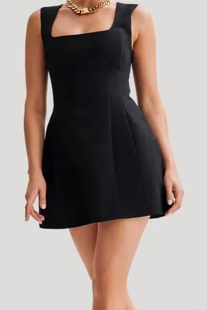 Meshki Lysandre Crepe Mini Dress - Black thumbnail 1