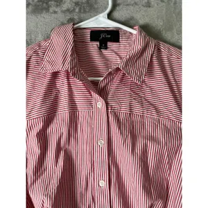 J.Crew Tie-Waist Shirtdress Red White Stripe Cotton Button Front Belted 8 New thumbnail 2