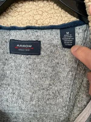 ARROW men’s fleece sweatshirt size M Gray 1/4 Zip Pullover thumbnail 4