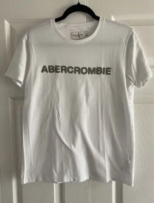 Abercrombie Fitch Soft‎ A&F Tee Womens Size S White Logo Embroidered Cotton Y2K thumbnail 1