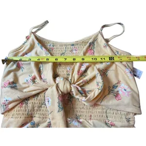 No Boundaries Yellow Floral Smocked Tie Front Back Cut Out Summer Jumpsuit L NWT thumbnail 10