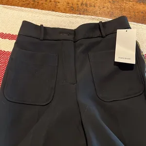 Zara NWT Extra small black,‎ wide leg trouser with track stripes on the s… thumbnail 2