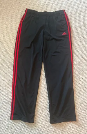 Adidas Men’s Black Track Pants with Red Stripe thumbnail 1