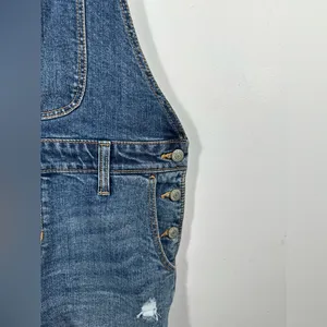 Old Navy Denim Short Overalls Women’s Size‎ Small Distressed Jean Romper thumbnail 6