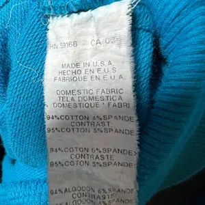 Vintage Y2K Karen Kane Turquoise Blue‎ Scoop Neck Drawstring Hoodie Sweatshirt M thumbnail 3