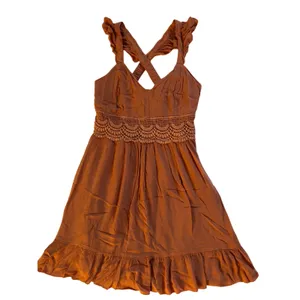 Sincerely Jules coral mini dress with crochet waistband Size Medium thumbnail 4