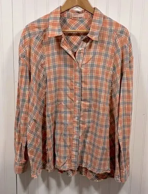Ces Femme plaid raw hem button down shirt thumbnail 1