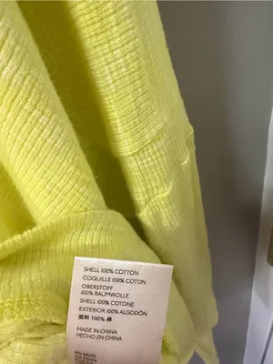 Anthropologie Yellow Slouchy Waffle-Knit Off-The-Shoulder Long sleeve top M thumbnail 4