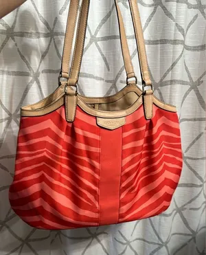 Coach Red and Tan Zebra Striped Purse 👜 thumbnail 1
