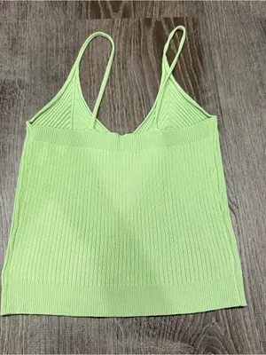 Lime Green Knit Cropped Tank Top thumbnail 2