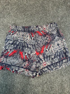 Anthropologie Red & Navy Floral Paisley Drawstring Shorts, Small thumbnail 7