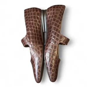 Y2K 90s Preppy Streetwear Brown Grunge Faux Croc Leather Mary Jane Ballet Ballerina Flats Gold Buckles Shoes Round Square Toe Office Siren Quiet Luxury Old Money #Dainty #Cottagecore #Whimsygoth #Dark Academia #Lolita Great condition thumbnail 4