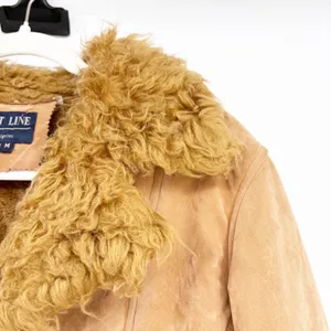 First Line Womens Y2K Tan Faux Suede Embroidered Penny Lane Faux Fur Jacket M‎ thumbnail 7