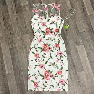 Premier Amour Cherry Blossom Embroidered Sheer Mesh Cocktail Dress 2 NWT thumbnail 2