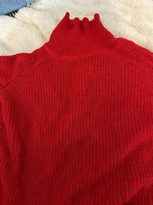 SheIn Red Funnel Neck Drop Shoulder Sweater thumbnail 4