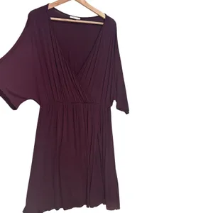 Ekouaer Maternity Dress Nursing Nightgown Womens XL Burgundy Jersey Knit Stretch thumbnail 2