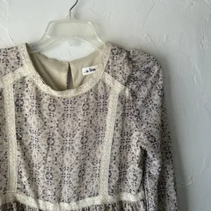 In Loom Blouse‎ Womens Small Purple Floral Long Sleeve Peplum Boho Lace Top thumbnail 2