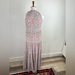 Club Monaco Silk Paisley Tiered Maxi Dress Tassel‎ Halter 00 thumbnail 9