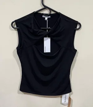 NWT Reformation black blouse top size medium Shae Knit Top thumbnail 1