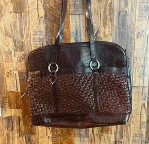 Coldwater Creek Brown Faux Leather Computer Laptop Briefcase Bag rarely used thumbnail 1