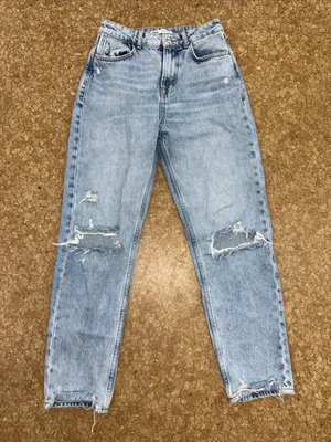 Zara Light Blue Distressed Boyfriend Jeans thumbnail 1