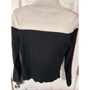 Ralph Lauren Color Block 1/4 zip Sweater~Logo Crest Sleeve Black/Cream/Red~PS thumbnail 3