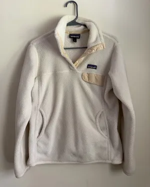 Patagonia Re-Tool Fleece Pullover Womens M Cream Beige Snap Neck Jacket thumbnail 1