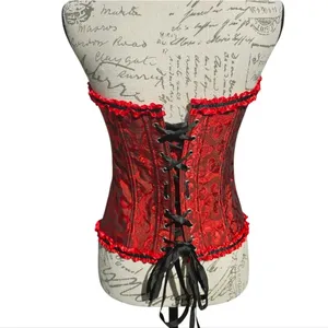 -443 Women's Red‎ Floral Strapless Lace Up Corset Bustier Valentine’s - Medium thumbnail 8