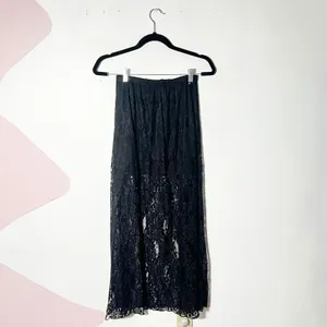 SHEIN Black Lace Maxi Skirt Small Sheer Whimsigoth Goth Fairy Grunge Emo thumbnail 2