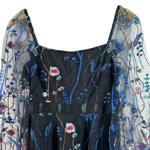 NWT JJ’s House Black Sheer Embroidered Dark Floral Romantic Dress Size M thumbnail 6