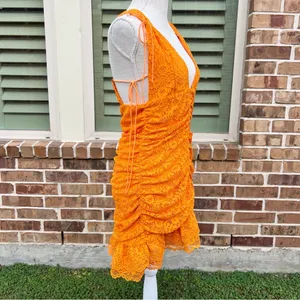 For Love And Lemons Bright Orange Jamie Lace Dress thumbnail 7