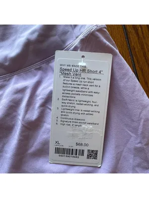 Lululemon Speed Up Short High Rise 4” Mesh Vent Lilac Play Size XL/Size 12 NWT thumbnail 3