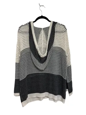 POL Neutral Colorblock Oversized Open Knit Beach Sweater Hoodie - Size M thumbnail 2