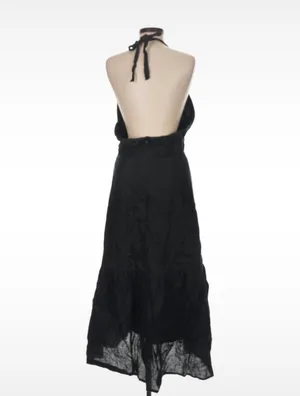 100% linen halter neck dress Black Size 6 thumbnail 2