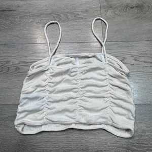 Urban Outfitters Womens Ruched Ribbed Cami Tank Top Cream‎ Large L thumbnail 2