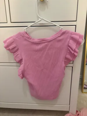 Zara pink cropped flare sleeve top thumbnail 2