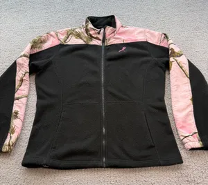 Bushmaster Womens Pink Realtree Camo Fleece Jacket Black Full Zip Size M Gun thumbnail 1