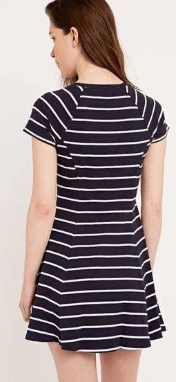 BDG Jackie A-Line Navy Blue and White Stripe Dress thumbnail 2