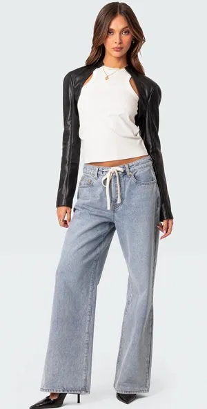 Edikted Baggy Low-Rise Jeans thumbnail 1