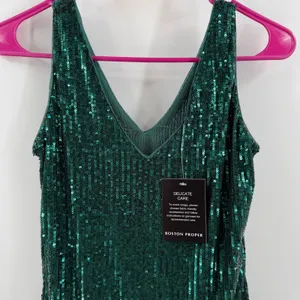 Boston Proper Tank Top Size XXS Sequin Emerald Green Cocktail Holiday Party NWT thumbnail 7