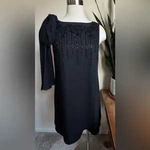Vintage Liz Claiborne Night Black‎ Beaded Cocktail Dress Size 8 thumbnail 11