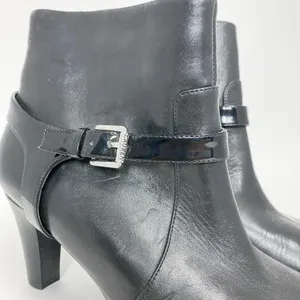 Lauren Ralph Lauren Womens Leather Saida Ankle Boots Booties Buckle Black Sz 10B thumbnail 4