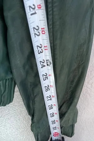 vintage dark green leather bomber jacket Full Zip Women’s Sz XL Made in Mexico thumbnail 8