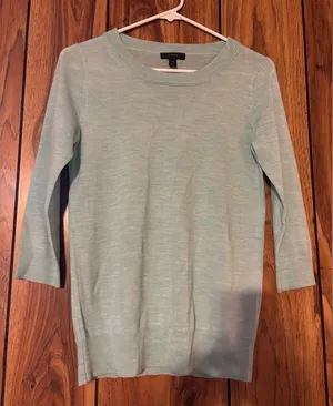 J. Crew Aqua Knit Crewneck Lightweight Wool Sweater thumbnail 1