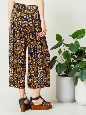 Anthropologie Cartonnier Sampa wide-leg crop pants snake print culottes Size 12 thumbnail 3